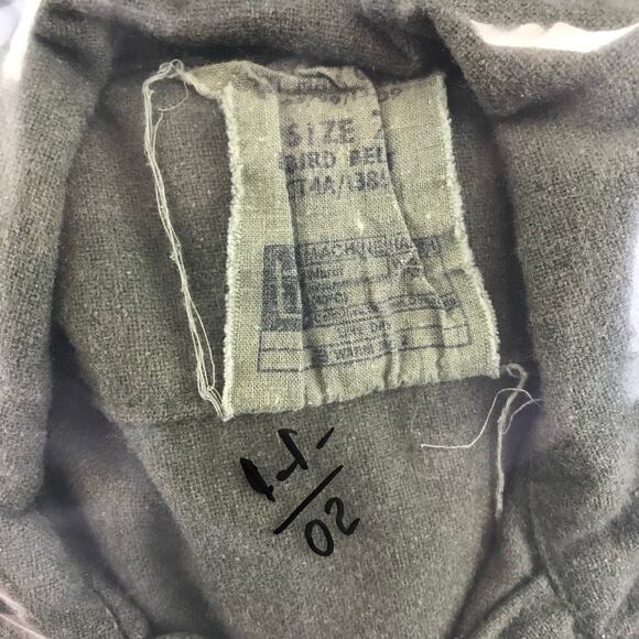 British Army Mens Wool Flannel Combat Shirt Green Ladybird Belfast 1960s L - Picture 8 of 9